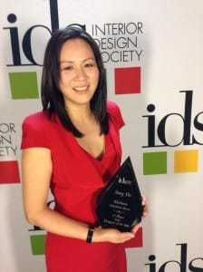 Amy Yin, WG’02, accepting her 2012 IDS National Designer of the Year Award