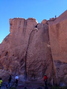 In addition to canyoning and mountaineering, the author's venture team climbed and rappelled out in the middle of the Chilean desert.