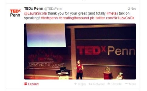 Laura Sicola captured live during her TEDxPenn talk.
