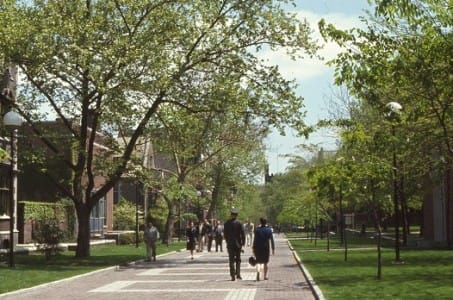 How Locust Walk might have appeared when the author first eagerly entered the Wharton world. Photo credit: University Archives Digital Image Collection.