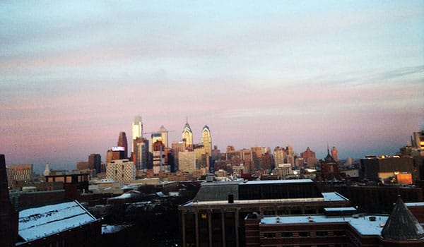 Melanie's view of her new hometown from Penn's campus