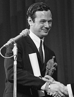 Brian Epstein receives the Edison Award for the Beatles in 1965. Photo credit: Wikimedia Commons, Dutch National Archives