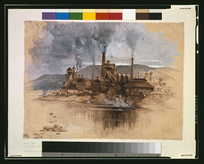 Bethlehem Steel Works in 1881, by Joseph Pennell. In 1904, Charles M. Schwab and Joseph Wharton created the Bethlehem Steel Corp. from the Bethlehem Steel Co.