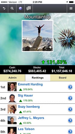 A screenshot from the mobile version of Wall Street Magnate
