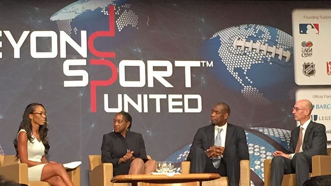 Picture of a panel at Beyond Sport’s Sport United Conference. 
