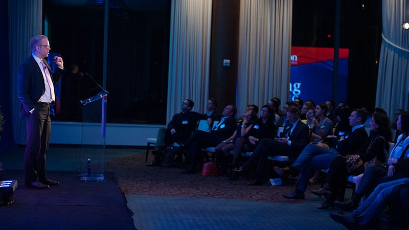 Professor David Musto presents the latest research on impact investing and social enterprise during the Wharton Lifelong Learning Regional Alumni Programs event in New York.