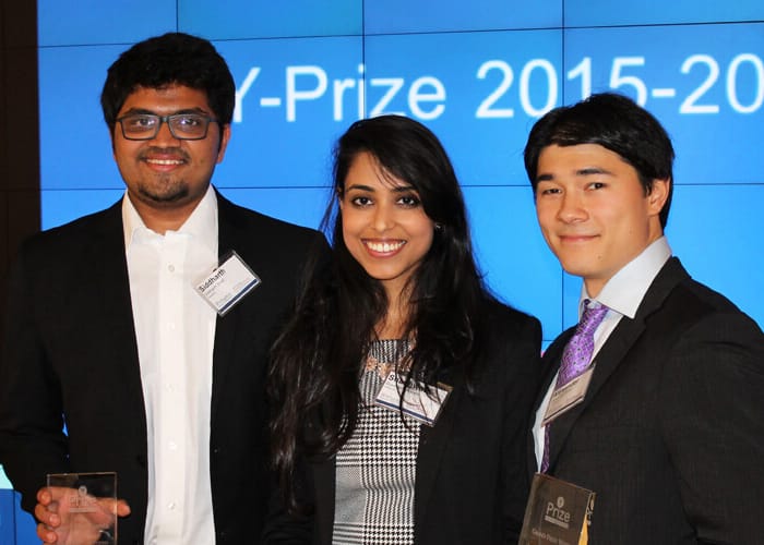 Y-Prize 2016 winners Team Fermento: (left to right) Siddharth Shah, Shashwata Narain and Alexander David