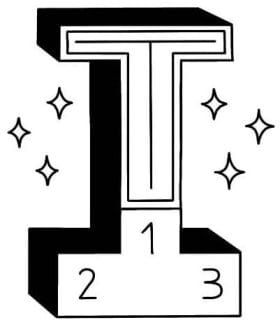Illustration of the letter T on a pedestal