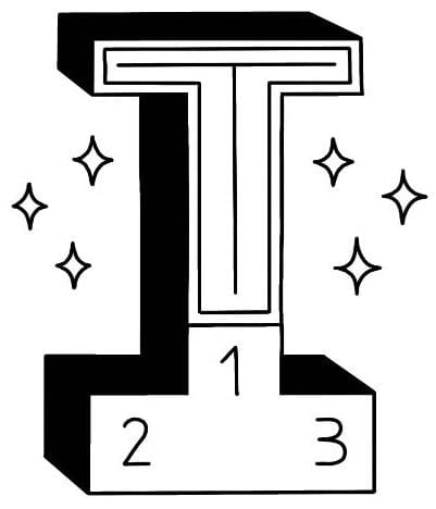 Illustration of the letter T on a pedestal.