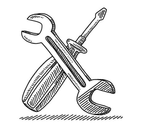Illustration of a wrench and screwdriver