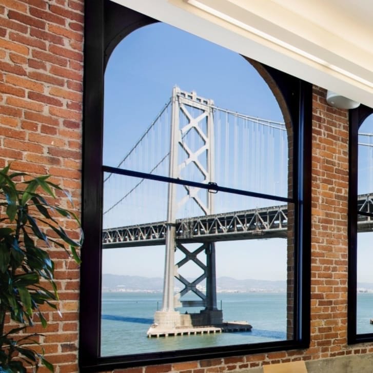 Wharton San Francisco campus with a view of the Bay Bridge.