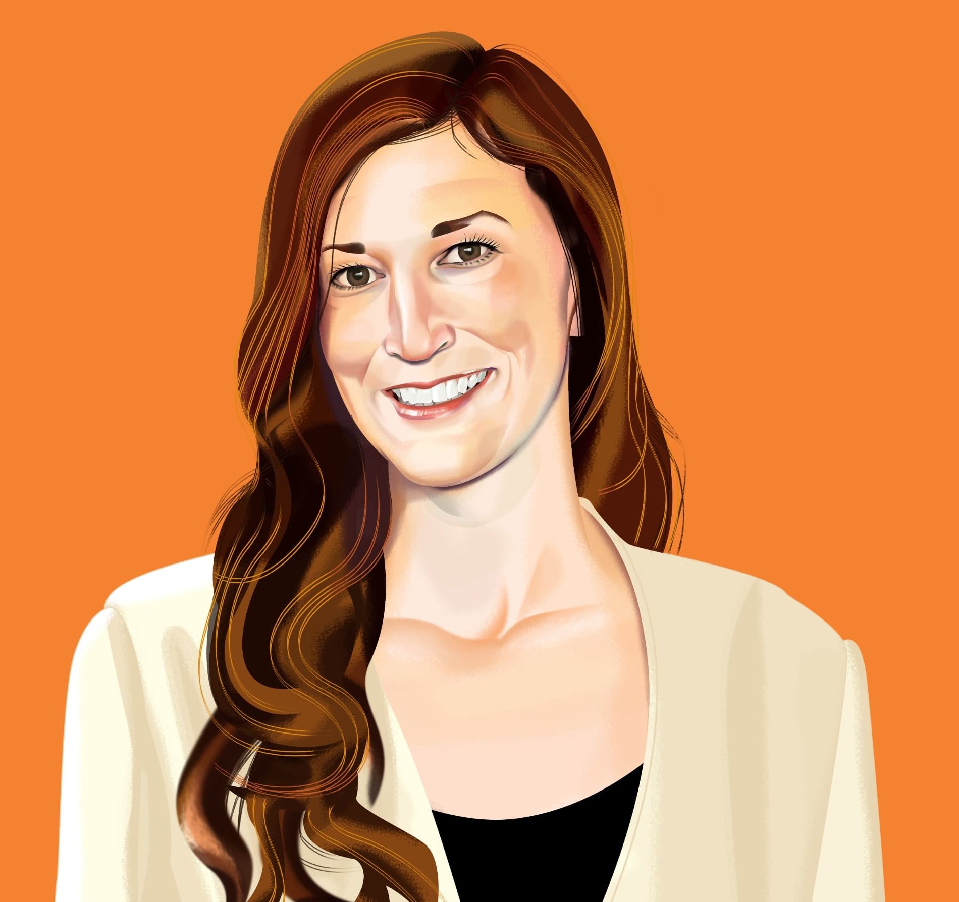 Illustrated portrait of Christine Moseley.