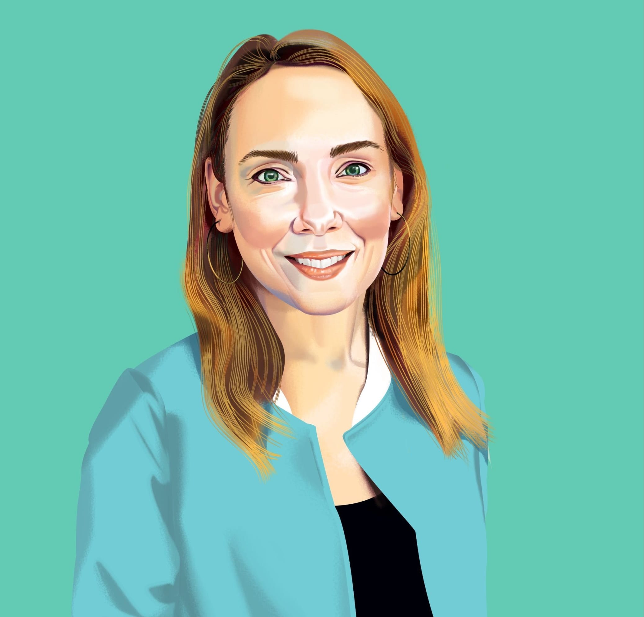 Illustrated portrait of Elizabeth Seeger.