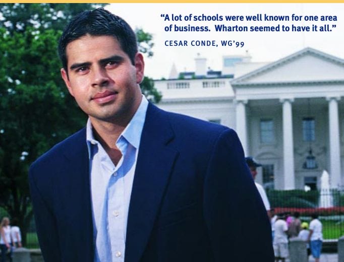 Alumnus Cesar Conde stands in front of the White House.