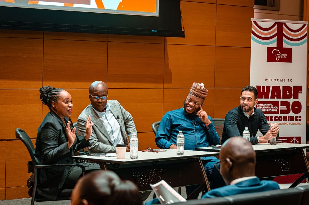 Abdul-Hakeem Buhari sits on a panel with other alumni and speakers at the Wharton Africa Business Forum 30th Anniversary.