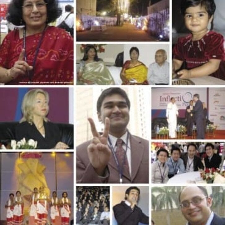 Photo collage of members of the Wharton community in India.