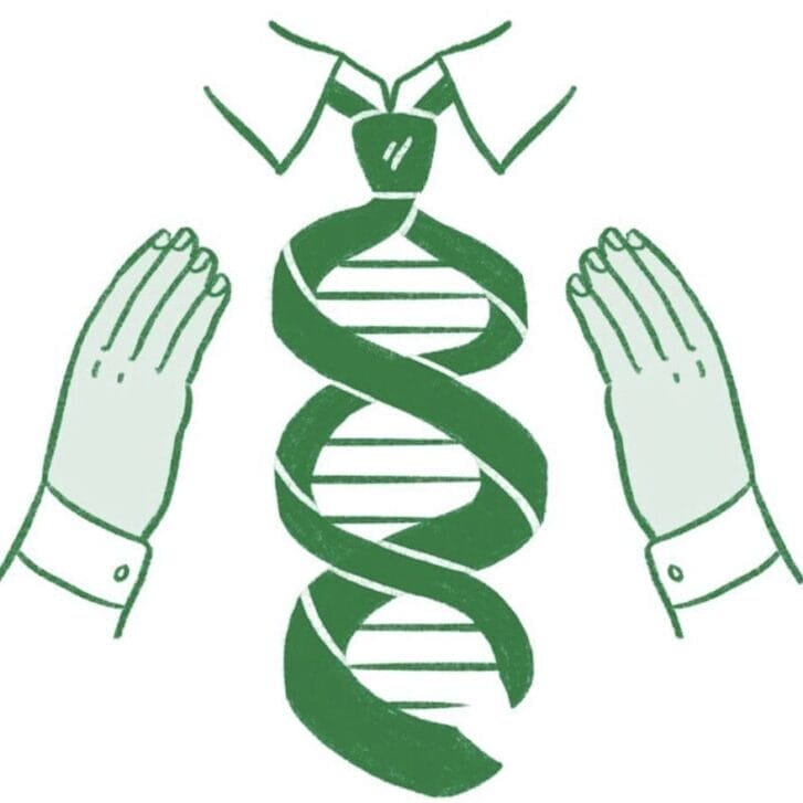 Conceptual illustration of a tie representing a DNA helix.