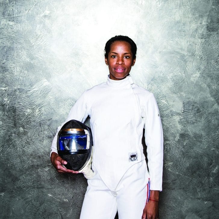 A photo of an female Olympic fencer
