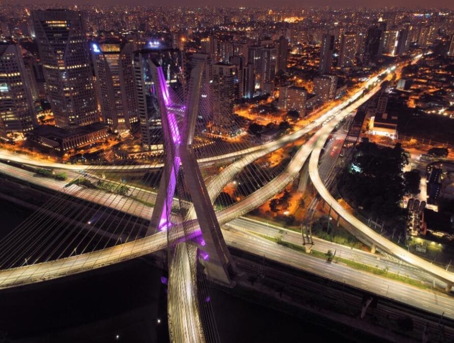 The Octavio Frias de Oliveira Bridge in Sao Paulo.