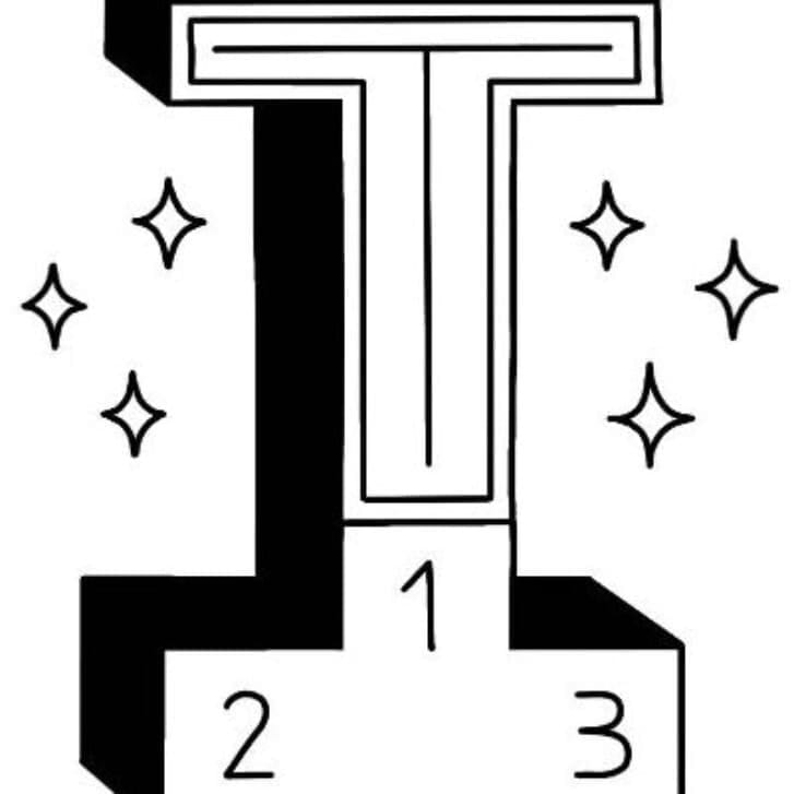 Illustration of the letter T on a pedestal.