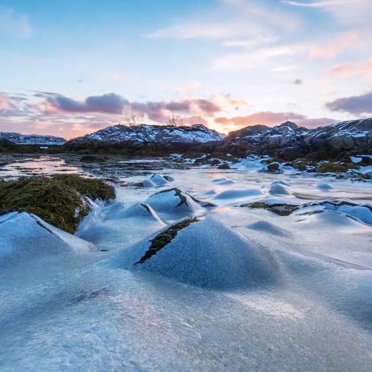 An icy and barren landscape.