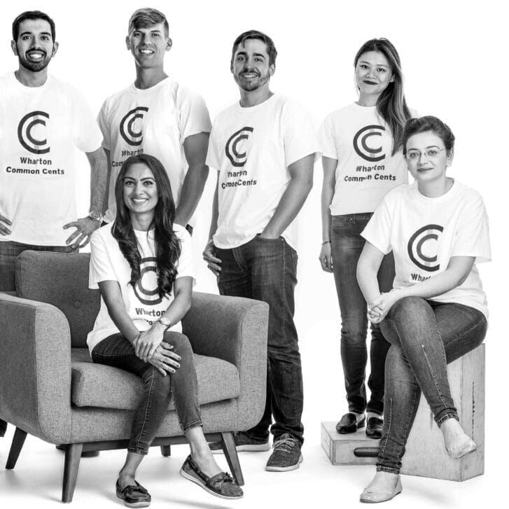 Black-and-white group photo of the student group Common Cents