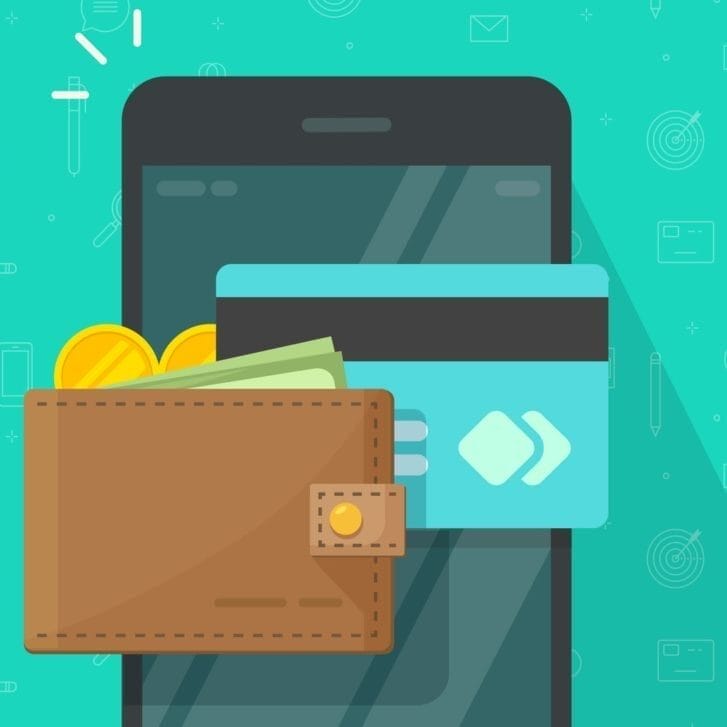 Illustrated digital wallet.