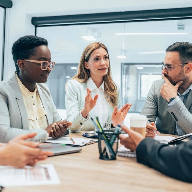 Woman leading a business meeting