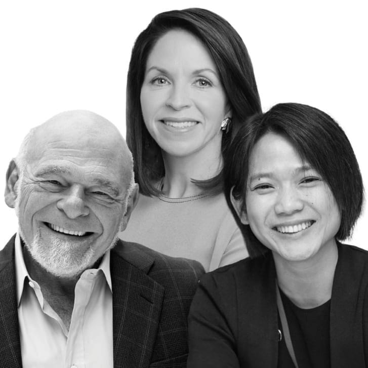 Headshots of Sam Zell, Kathleen McCarthy, Maisy Wong.