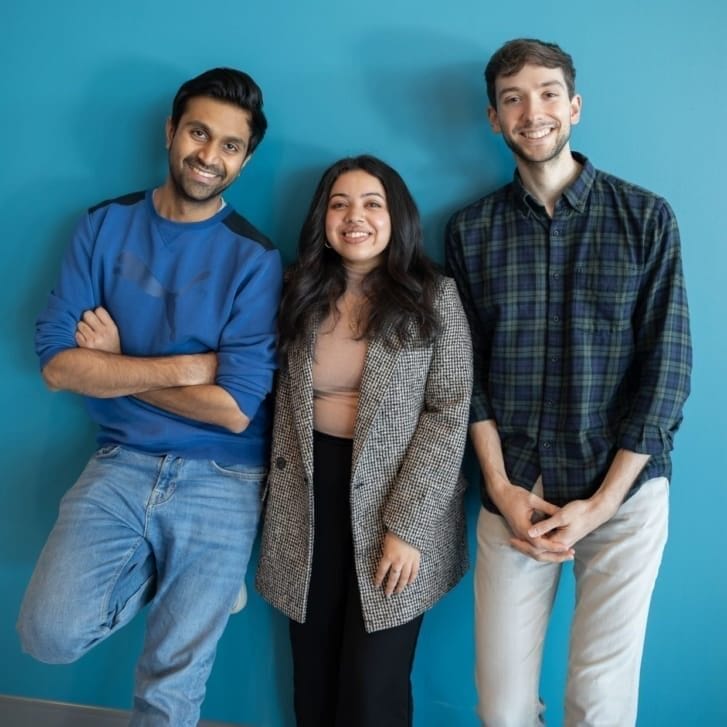 Portrait of Keye founders Rohan Parikh, Niha Gottiparthy, and Paolo Fornasini.