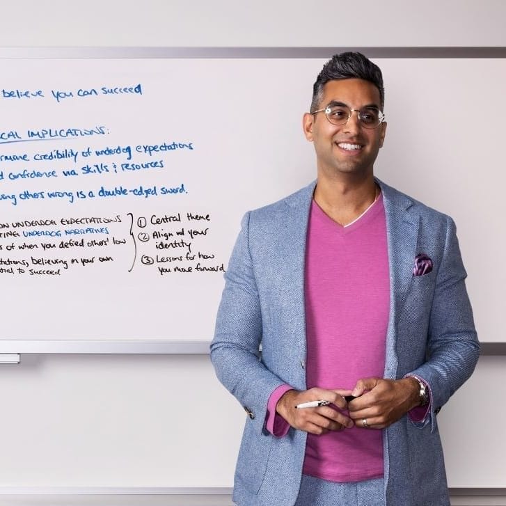 Professor Samir Nurmohamed standing in front of a whiteboard.