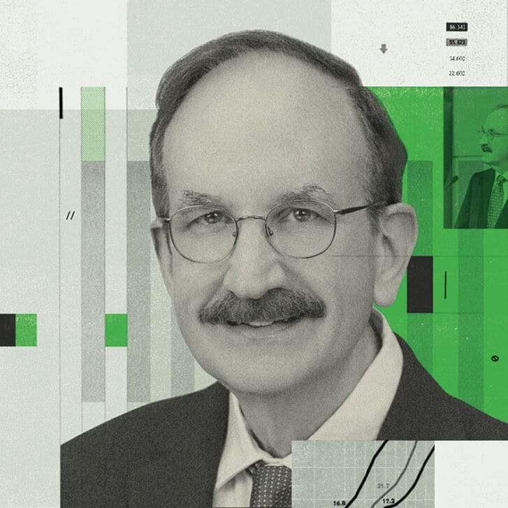 Headshot of Dr. Bruce I. Jacobs amid graphics and illustrations.