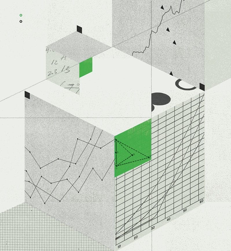 Illustrations of boxes with green and black elements.