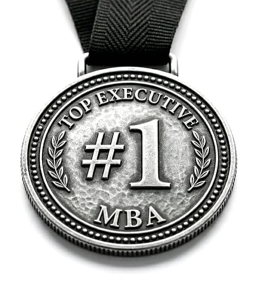 A medal reading "Number one top executive MBA."