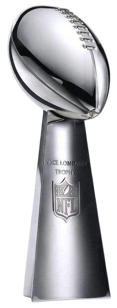 The silver Lombardi trophy.